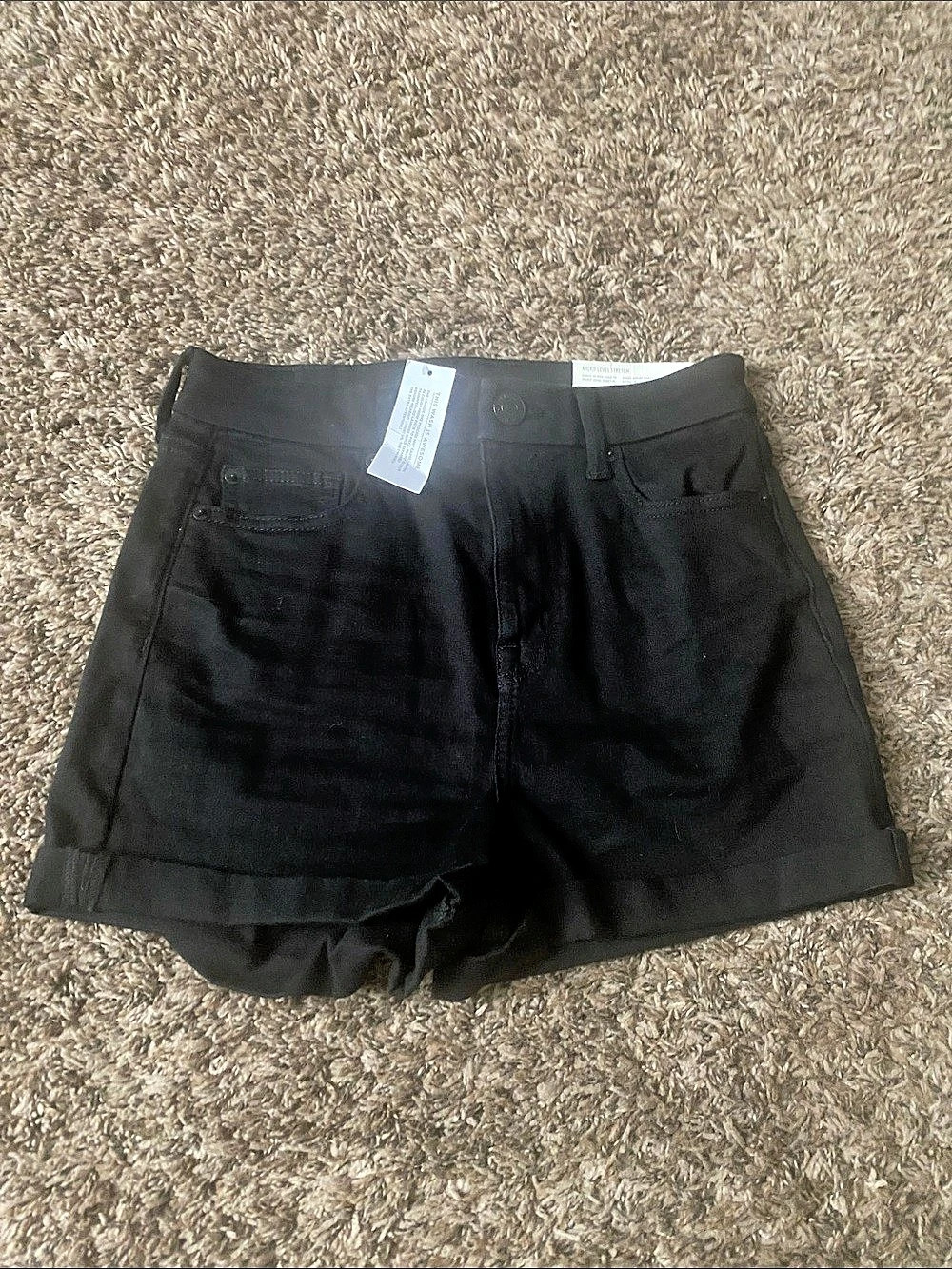 American Eagle Curvy Hi-Rise Shortie Black Jean Shorts Waist 4 NWT